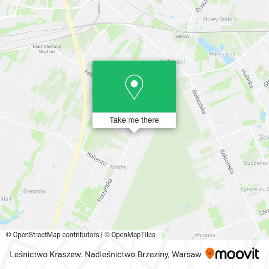 Карта Leśnictwo Kraszew. Nadleśnictwo Brzeziny