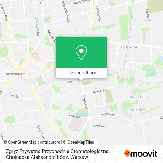 Zgryz Prywatna Przychodnia Stomatologiczna. Chojnacka Aleksandra Łódź map