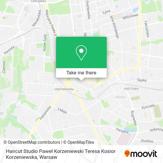 Карта Haircut Studio Paweł Korzeniewski Teresa Kosior Korzeniewska