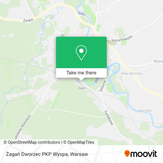 Żagań Dworzec PKP Wyspa map