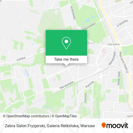 Карта Zebra Salon Fryzjerski, Galeria Retkińska