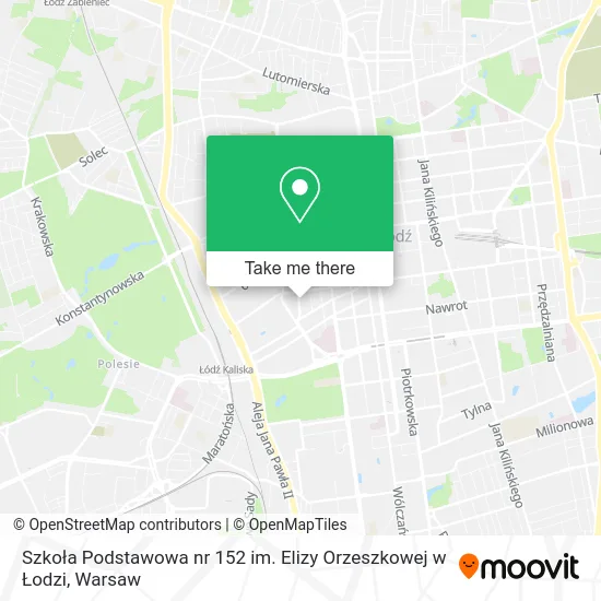 Карта Szkoła Podstawowa nr 152 im. Elizy Orzeszkowej w Łodzi
