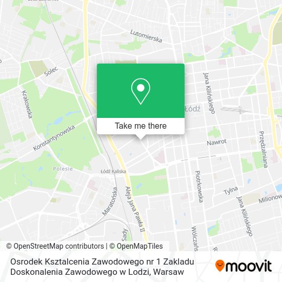 Карта Osrodek Ksztalcenia Zawodowego nr 1 Zakladu Doskonalenia Zawodowego w Lodzi