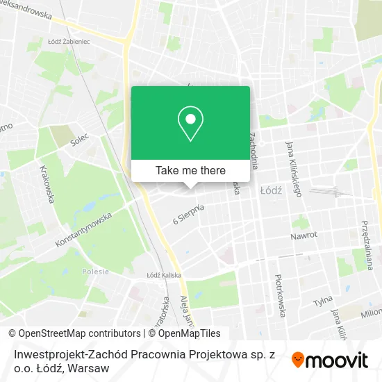 Карта Inwestprojekt-Zachód Pracownia Projektowa sp. z o.o. Łódź