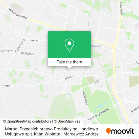 Карта Marpol Przedsiębiorstwo Produkcyjno-Handlowo-Usługowe sp.j. Kijan Wioletta i Marcewicz Andrzej Łódź