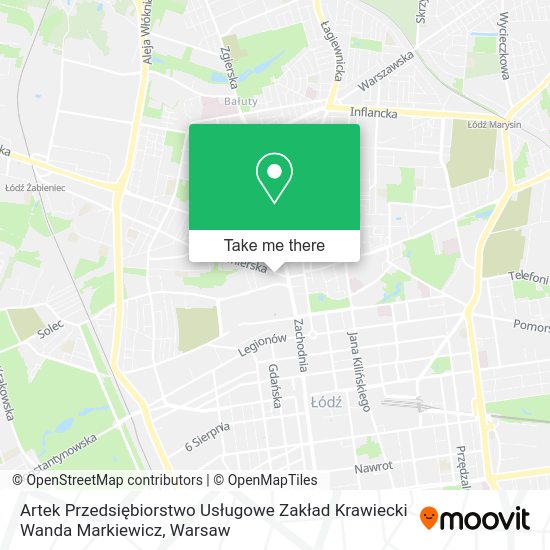 Artek Przedsiębiorstwo Usługowe Zakład Krawiecki Wanda Markiewicz map