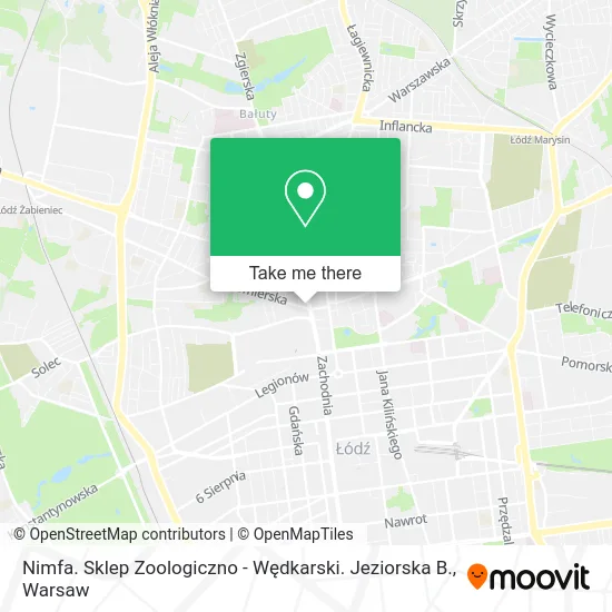 Nimfa. Sklep Zoologiczno - Wędkarski. Jeziorska B. map