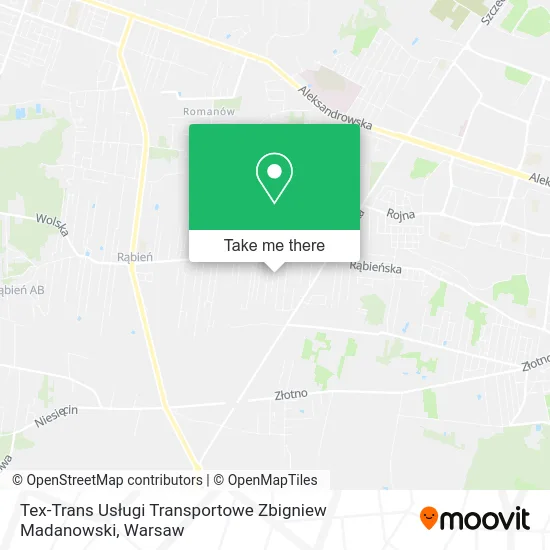 Карта Tex-Trans Usługi Transportowe Zbigniew Madanowski