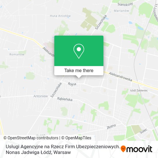 Usługi Agencyjne na Rzecz Firm Ubezpieczeniowych. Nonas Jadwiga Łódź map