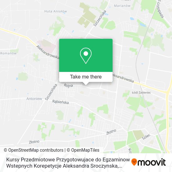 Kursy Przedmiotowe Przygotowujace do Egzaminow Wstepnych Korepetycje Aleksandra Sroczynska map