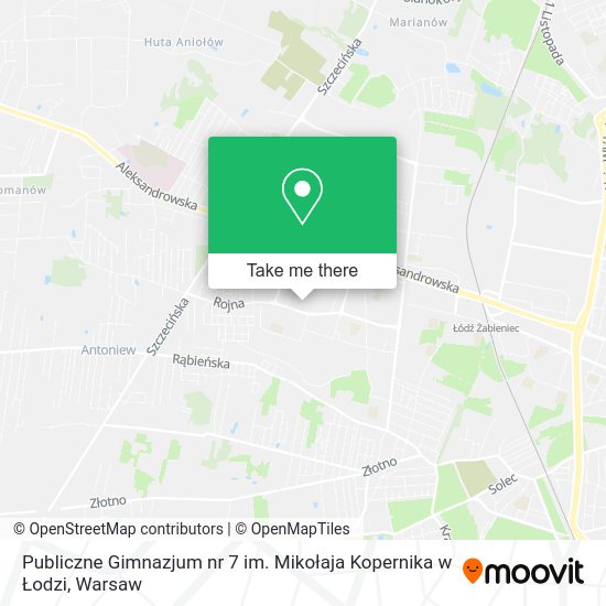 Publiczne Gimnazjum nr 7 im. Mikołaja Kopernika w Łodzi map