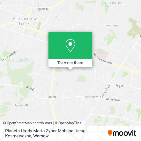 Planeta Urody Marta Zyber Mobilne Usługi Kosmetyczne map