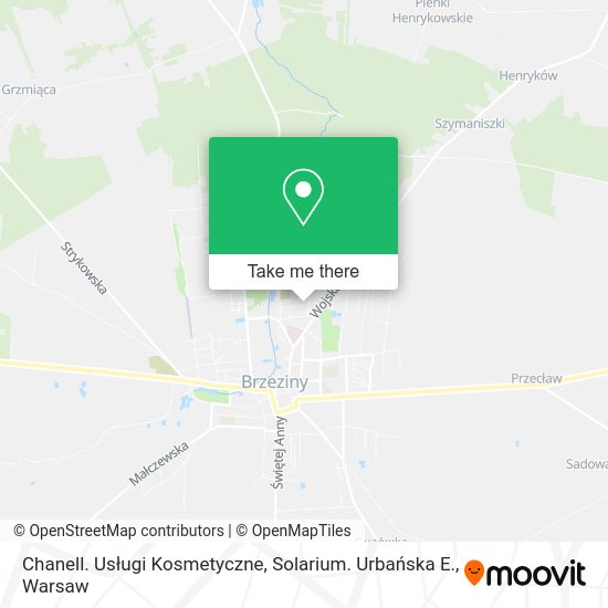 Chanell. Usługi Kosmetyczne, Solarium. Urbańska E. map