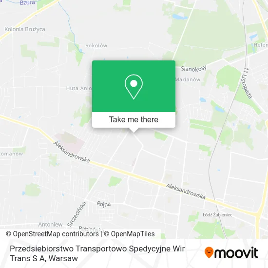 Карта Przedsiebiorstwo Transportowo Spedycyjne Wir Trans S A
