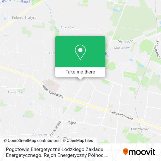 Pogotowie Energetyczne Łódzkiego Zakładu Energetycznego. Rejon Energetyczny Północ map