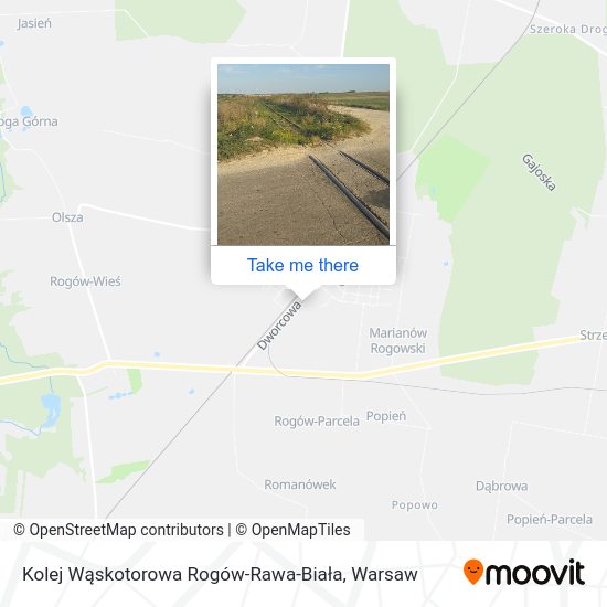 Kolej Wąskotorowa Rogów-Rawa-Biała map