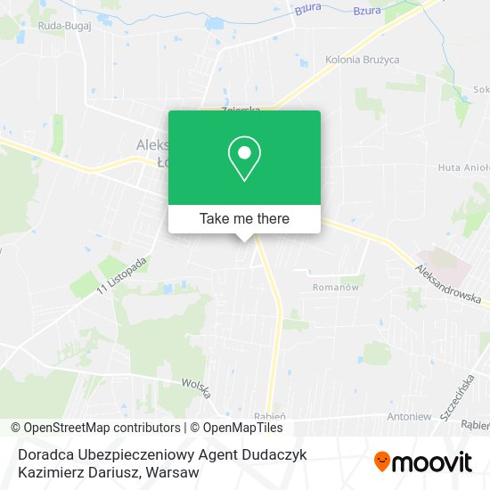 Doradca Ubezpieczeniowy Agent Dudaczyk Kazimierz Dariusz map