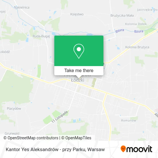 Карта Kantor Yes Aleksandrów - przy Parku