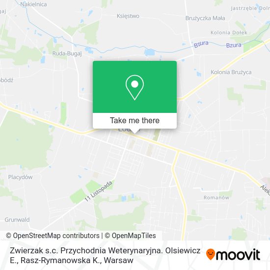 Zwierzak s.c. Przychodnia Weterynaryjna. Olsiewicz E., Rasz-Rymanowska K. map