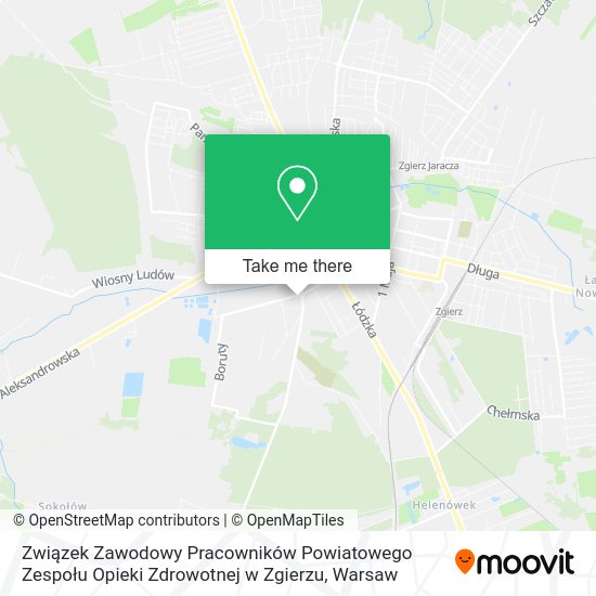 Карта Związek Zawodowy Pracowników Powiatowego Zespołu Opieki Zdrowotnej w Zgierzu