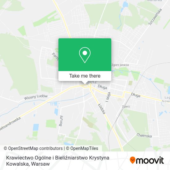 Карта Krawiectwo Ogólne i Bieliźniarstwo Krystyna Kowalska