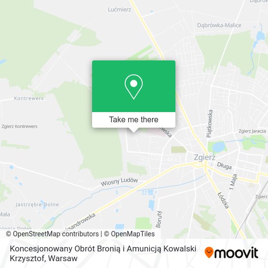 Koncesjonowany Obrót Bronią i Amunicją Kowalski Krzysztof map