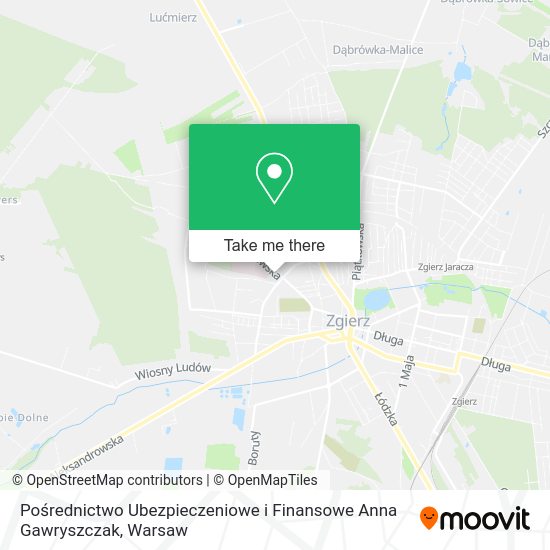 Pośrednictwo Ubezpieczeniowe i Finansowe Anna Gawryszczak map