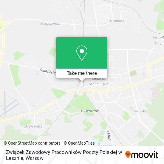 Związek Zawodowy Pracowników Poczty Polskiej w Lesznie map