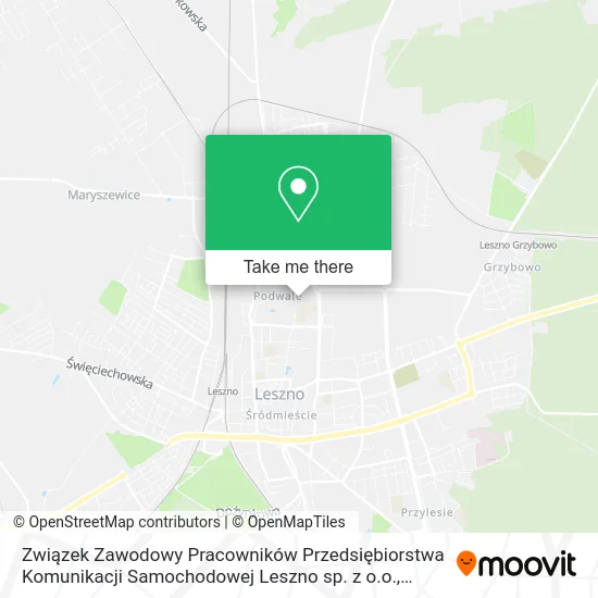 Карта Związek Zawodowy Pracowników Przedsiębiorstwa Komunikacji Samochodowej Leszno sp. z o.o.