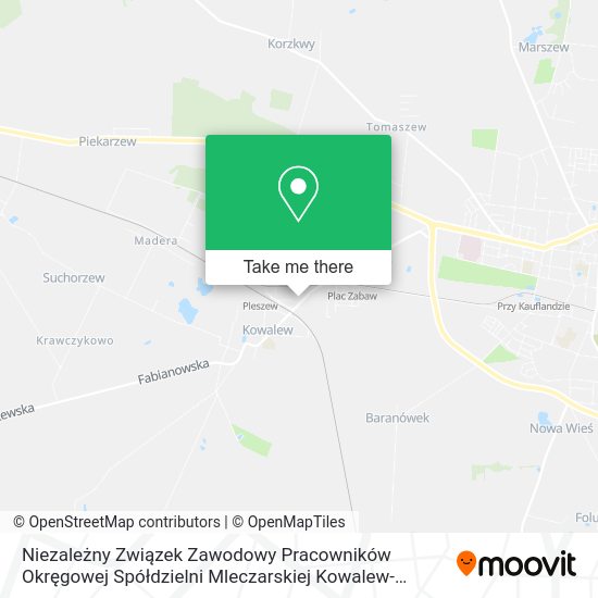 Карта Niezależny Związek Zawodowy Pracowników Okręgowej Spółdzielni Mleczarskiej Kowalew-Dobrzyca