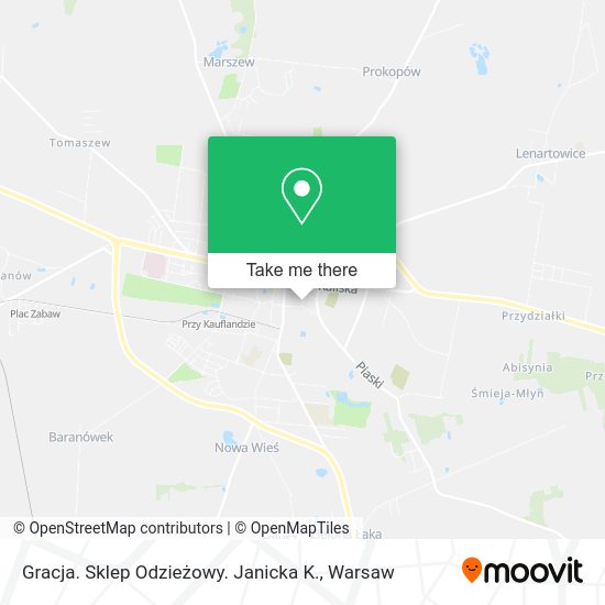 Gracja. Sklep Odzieżowy. Janicka K. map