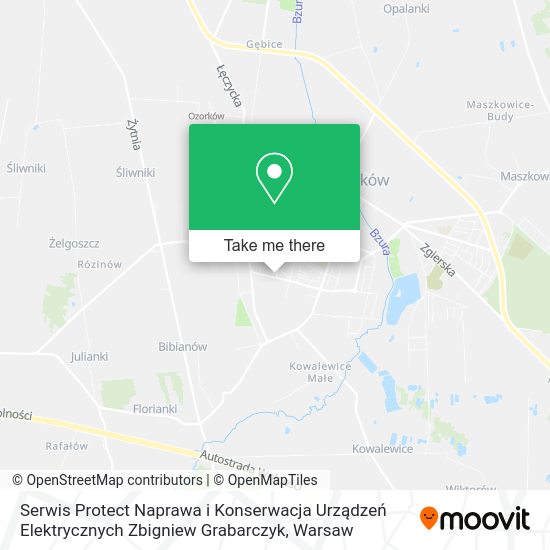 Serwis Protect Naprawa i Konserwacja Urządzeń Elektrycznych Zbigniew Grabarczyk map