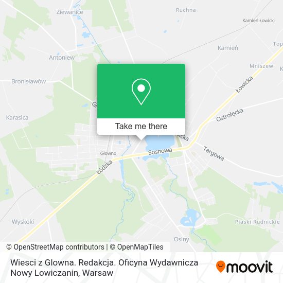 Wiesci z Glowna. Redakcja. Oficyna Wydawnicza Nowy Lowiczanin map