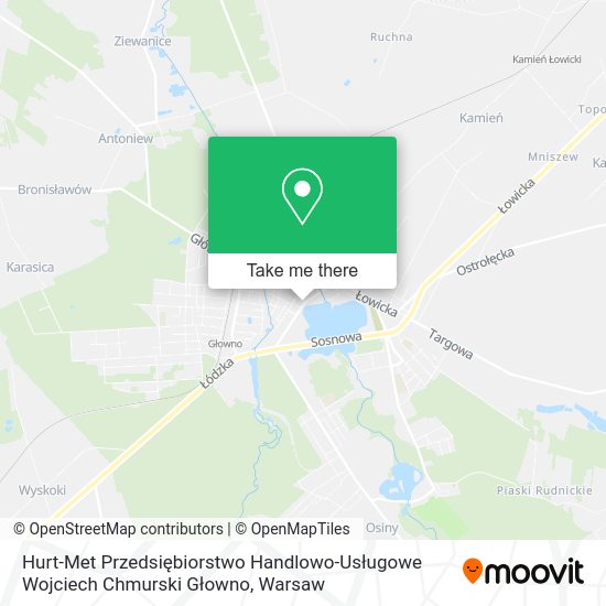 Hurt-Met Przedsiębiorstwo Handlowo-Usługowe Wojciech Chmurski Głowno map