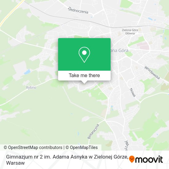 Gimnazjum nr 2 im. Adama Asnyka w Zielonej Górze map