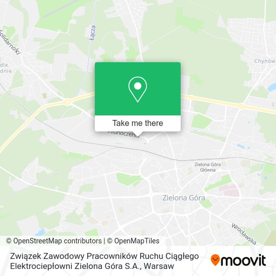 Карта Związek Zawodowy Pracowników Ruchu Ciągłego Elektrociepłowni Zielona Góra S.A.