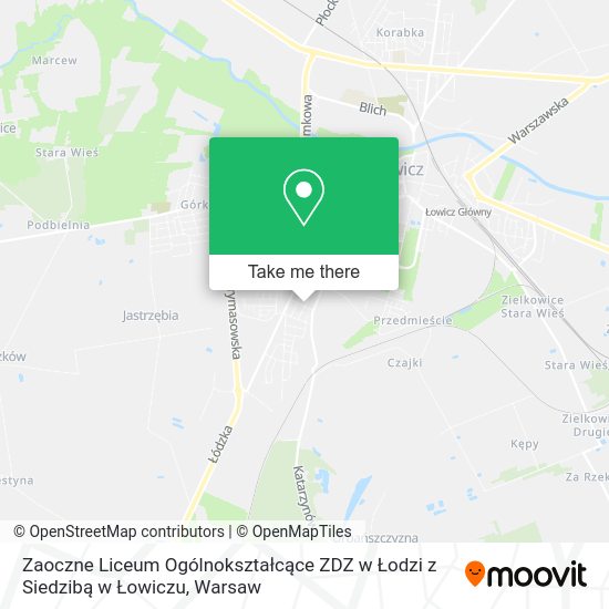 Zaoczne Liceum Ogólnokształcące ZDZ w Łodzi z Siedzibą w Łowiczu map