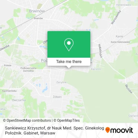 Карта Sankiewicz Krzysztof, dr Nauk Med. Spec. Ginekolog Położnik. Gabinet