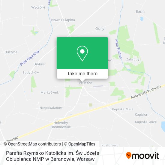 Parafia Rzymsko Katolicka im. Św Józefa Oblubieńca NMP w Baranowie map