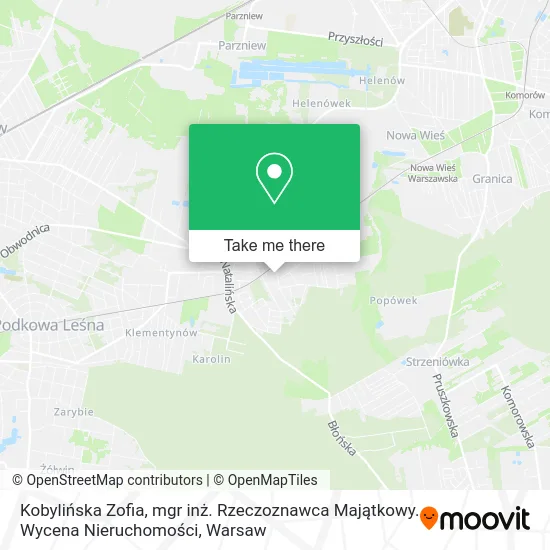 Kobylińska Zofia, mgr inż. Rzeczoznawca Majątkowy. Wycena Nieruchomości map
