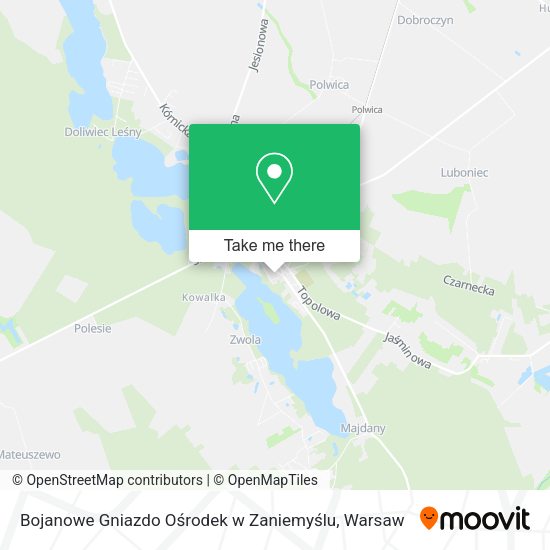 Bojanowe Gniazdo Ośrodek w Zaniemyślu map