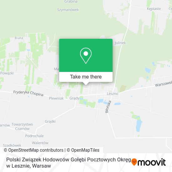 Polski Związek Hodowców Gołębi Pocztowych Okręg w Lesznie map