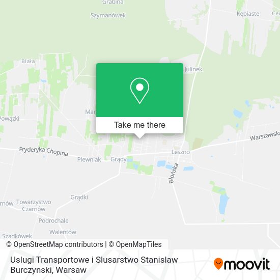 Карта Uslugi Transportowe i Slusarstwo Stanislaw Burczynski