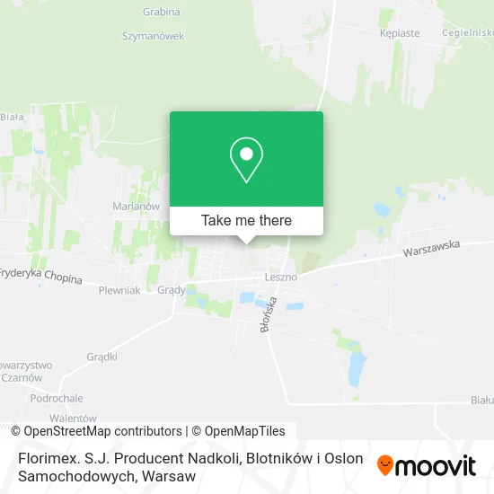 Florimex. S.J. Producent Nadkoli, Blotników i Oslon Samochodowych map