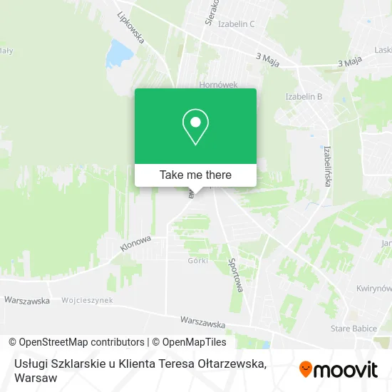 Карта Usługi Szklarskie u Klienta Teresa Ołtarzewska