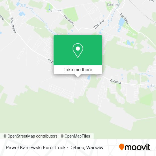 Paweł Kaniewski Euro Truck - Dębiec map