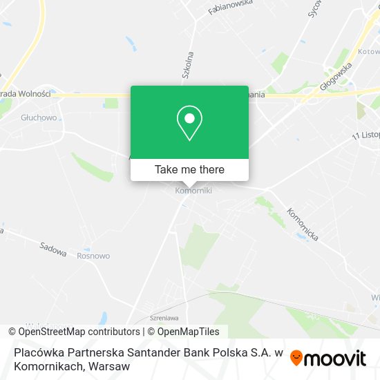 Placówka Partnerska Santander Bank Polska S.A. w Komornikach map