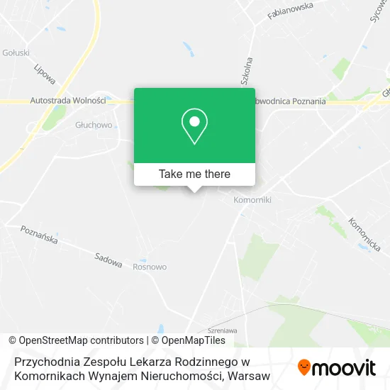 Карта Przychodnia Zespołu Lekarza Rodzinnego w Komornikach Wynajem Nieruchomości