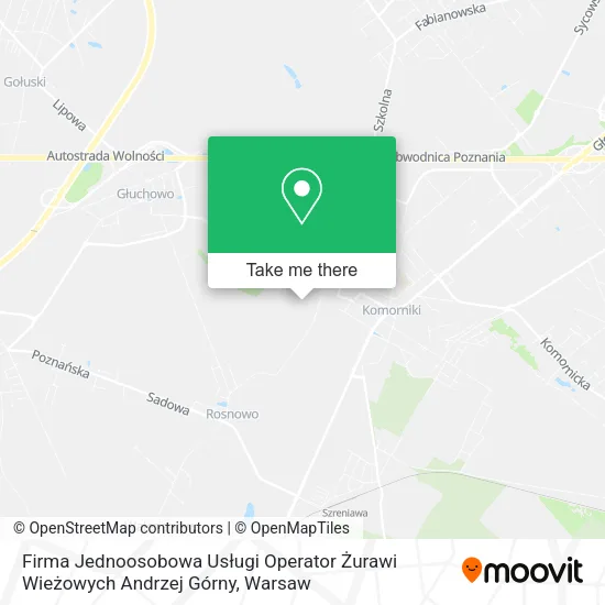 Карта Firma Jednoosobowa Usługi Operator Żurawi Wieżowych Andrzej Górny