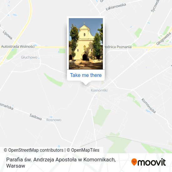 Parafia św. Andrzeja Apostoła w Komornikach map